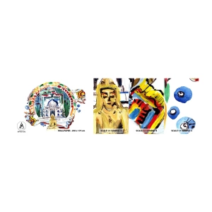 Amostra de Papel de Parede Standard Eco - O equilíbrio hindu do mundo - Buda, Índia, budismo - 100x30 cm