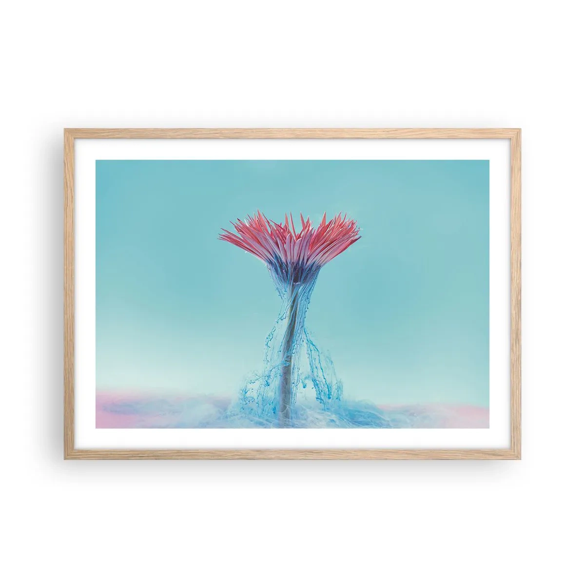 Pôster com moldura de carvalho claro - Num abraço revigorante - 70x50 cm