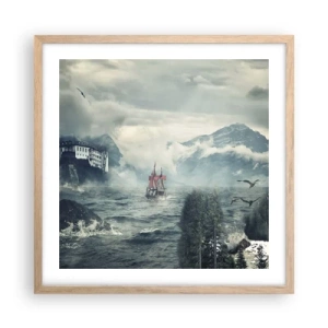 Pôster com moldura de carvalho claro - Nas águas mágicas - 50x50 cm