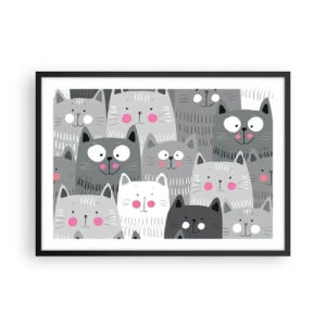Pôster com moldura preta - O mundo dos gatos - 70x50 cm