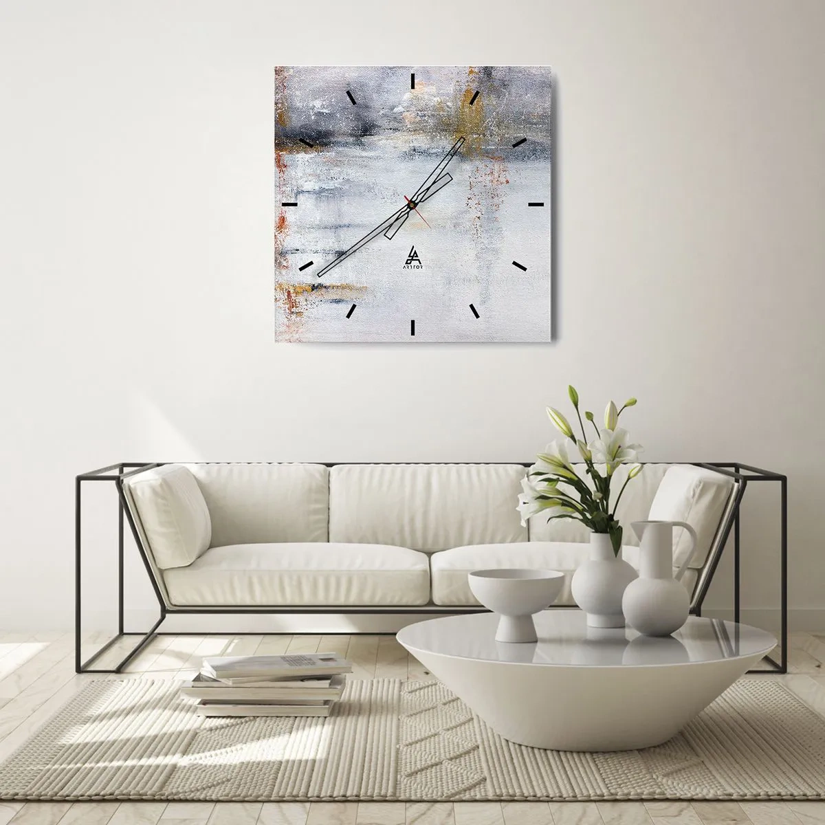 Relógio de parede - Relógio em vidro - Atrás da cortina de ar - 30x30 cm