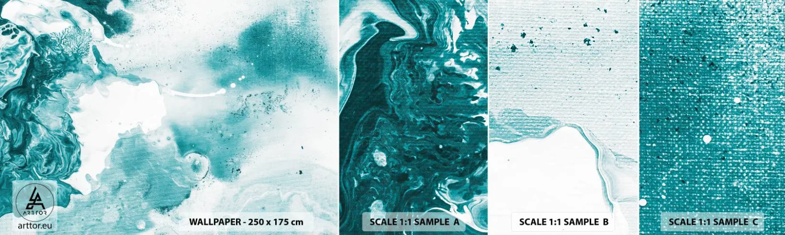 Amostra de papel de parede autocolante Deluxe Sticker - Inundado em azul - Abstração, Pedaço, Arte Moderna. - 100x30 cm