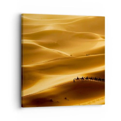 Quadro em tela - Caravana nas ondas do deserto - 30x30 cm
