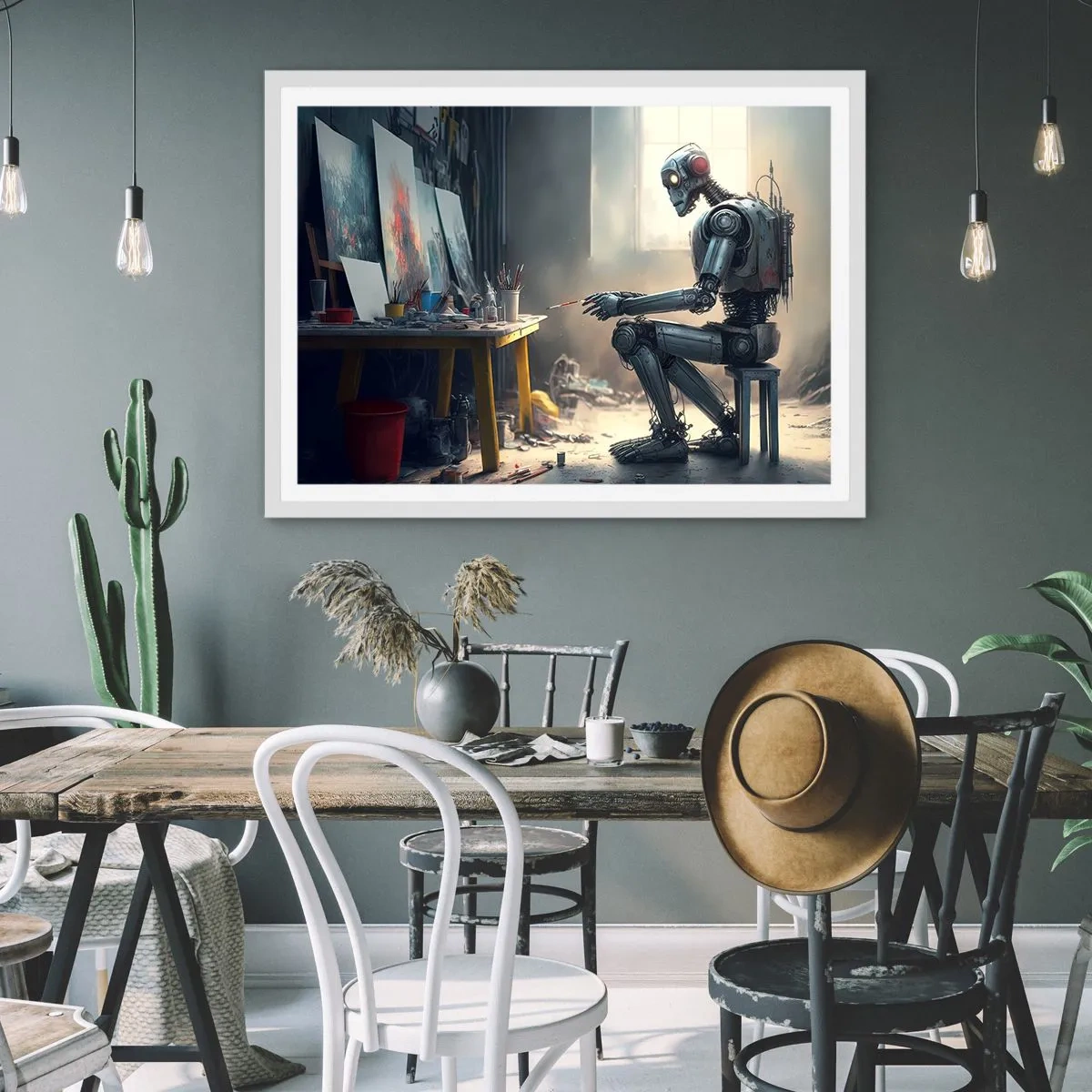 Pôster em moldura branca - O ato de criação - 50x40 cm