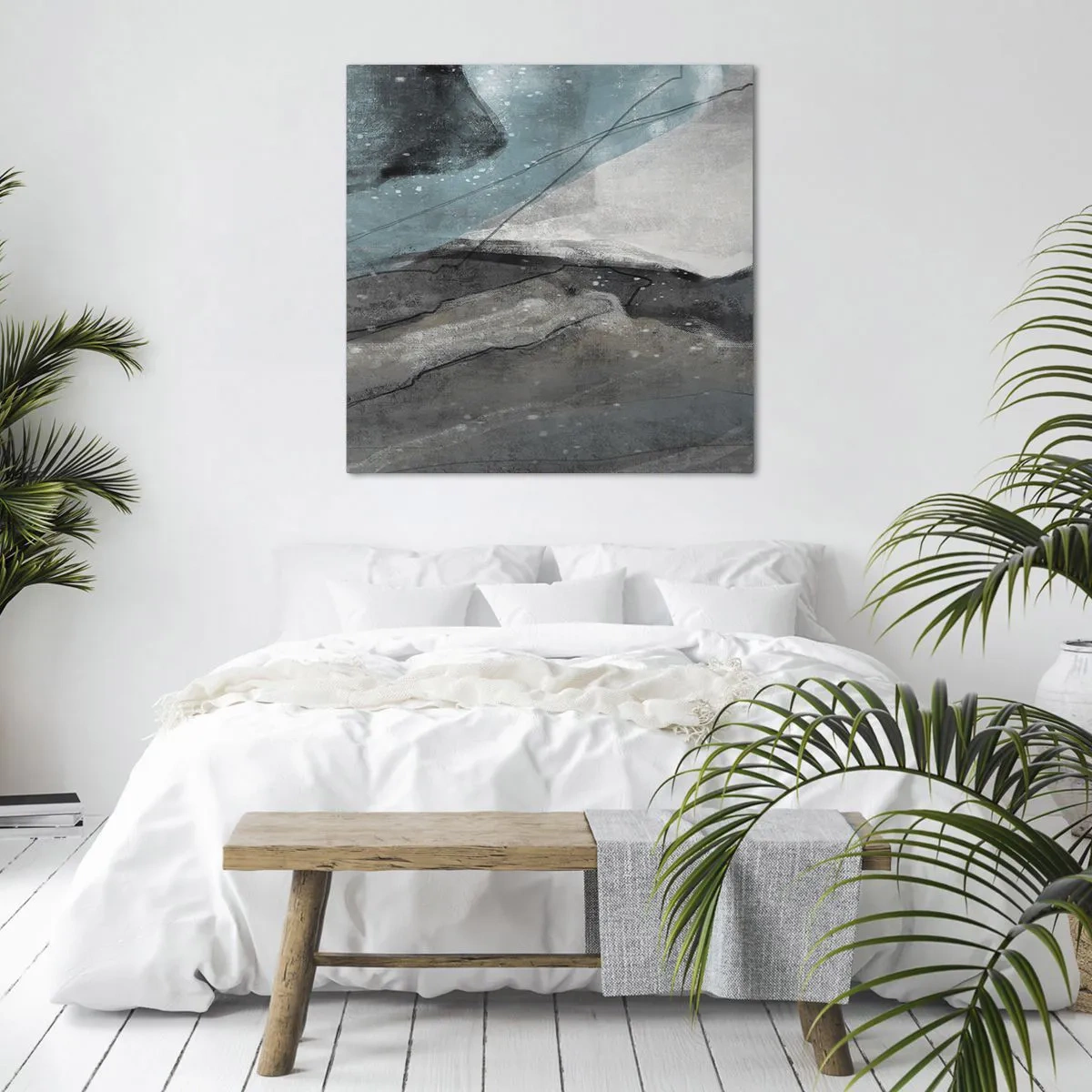 Quadro em tela - Resumo: rochas e gelo - 70x70 cm