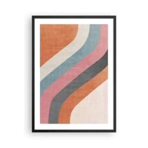 Pôster com moldura preta - Listras geométricas retrô - 50x70cm - Composição diagonal – movimento - Decoração de parede moderna para a sala de estar e quarto ARTTOR