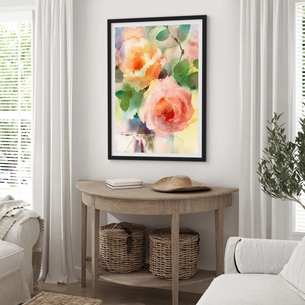 Pôster com moldura preta - Delicado como uma aquarela - 70x100 cm