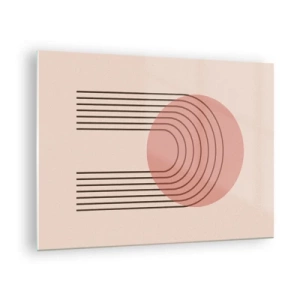 Quadro em vidro - Gráficos geométricos minimalistas em tons de bege - 70x50cm - Atração irresistível - Decoração de parede moderna para a sala de estar e quarto ARTTOR