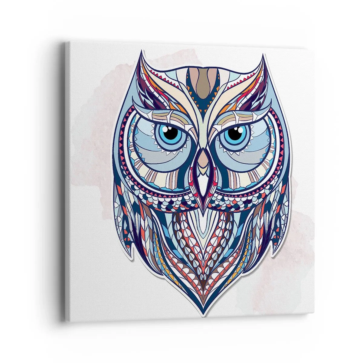 Quadro em tela - Coruja ornamental requintada - 40x40 cm