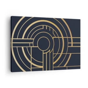 Quadro em tela - Padrão geométrico com linhas douradas - 70x50cm - Rotação das coisas - Decoração de parede moderna para a sala de estar e quarto ARTTOR