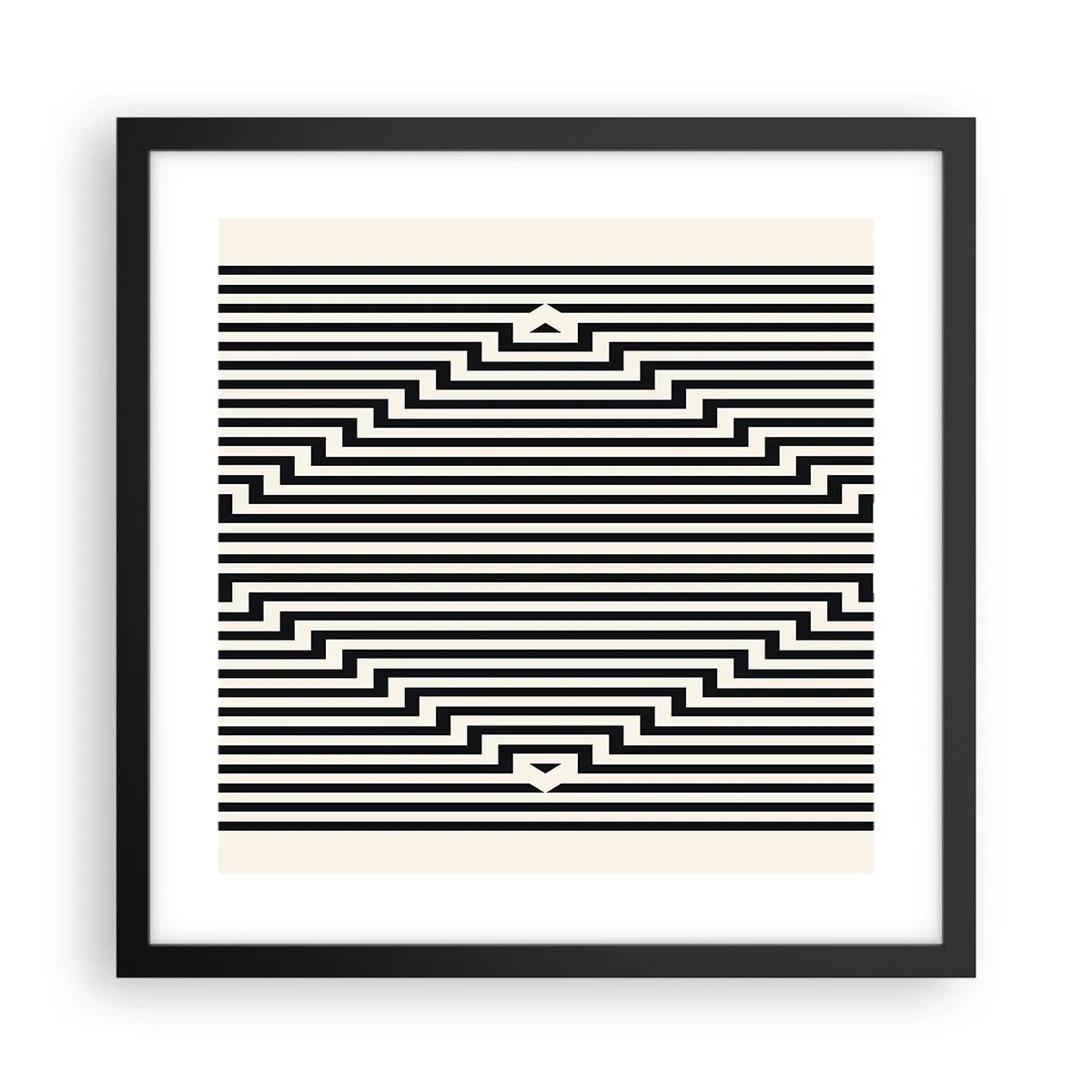 Pôster com moldura preta - Ilusão geométrica - 40x40 cm