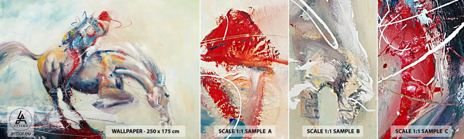 Amostra de Papel de Parede Standard Eco - Segure-se, vamos pular - Animais, Cavalo, Cavaleiro - 100x30 cm