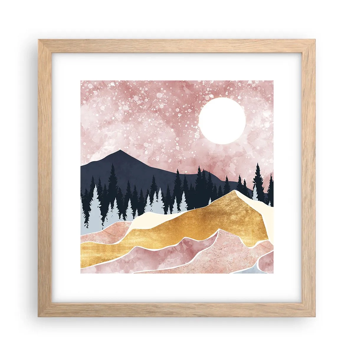 Pôster com moldura de carvalho claro - Ronda Noturna - 30x30 cm