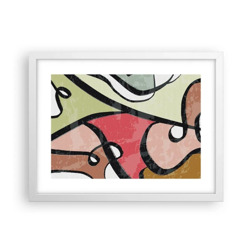 Pôster em moldura branca - Piruetas entre cores - 40x30 cm