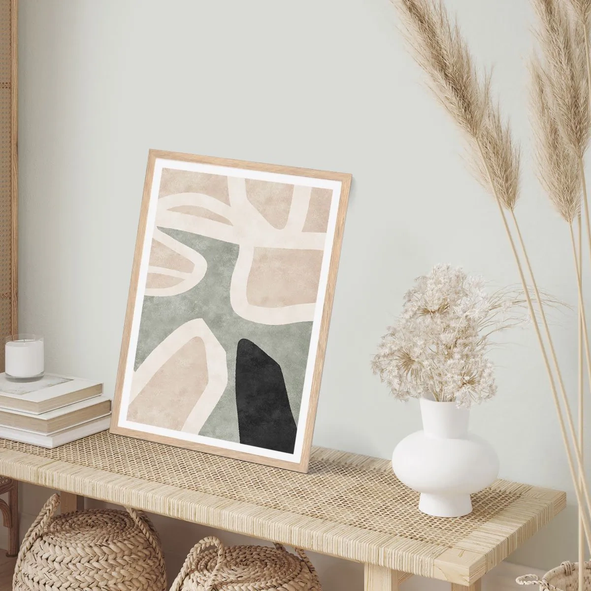 Pôster com moldura de carvalho claro - Composição com motivo preto - 30x40 cm