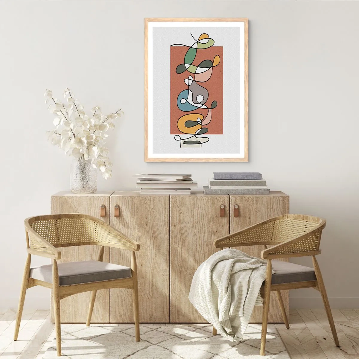 Pôster com moldura de carvalho claro - Abstração: dança colorida - 30x40 cm