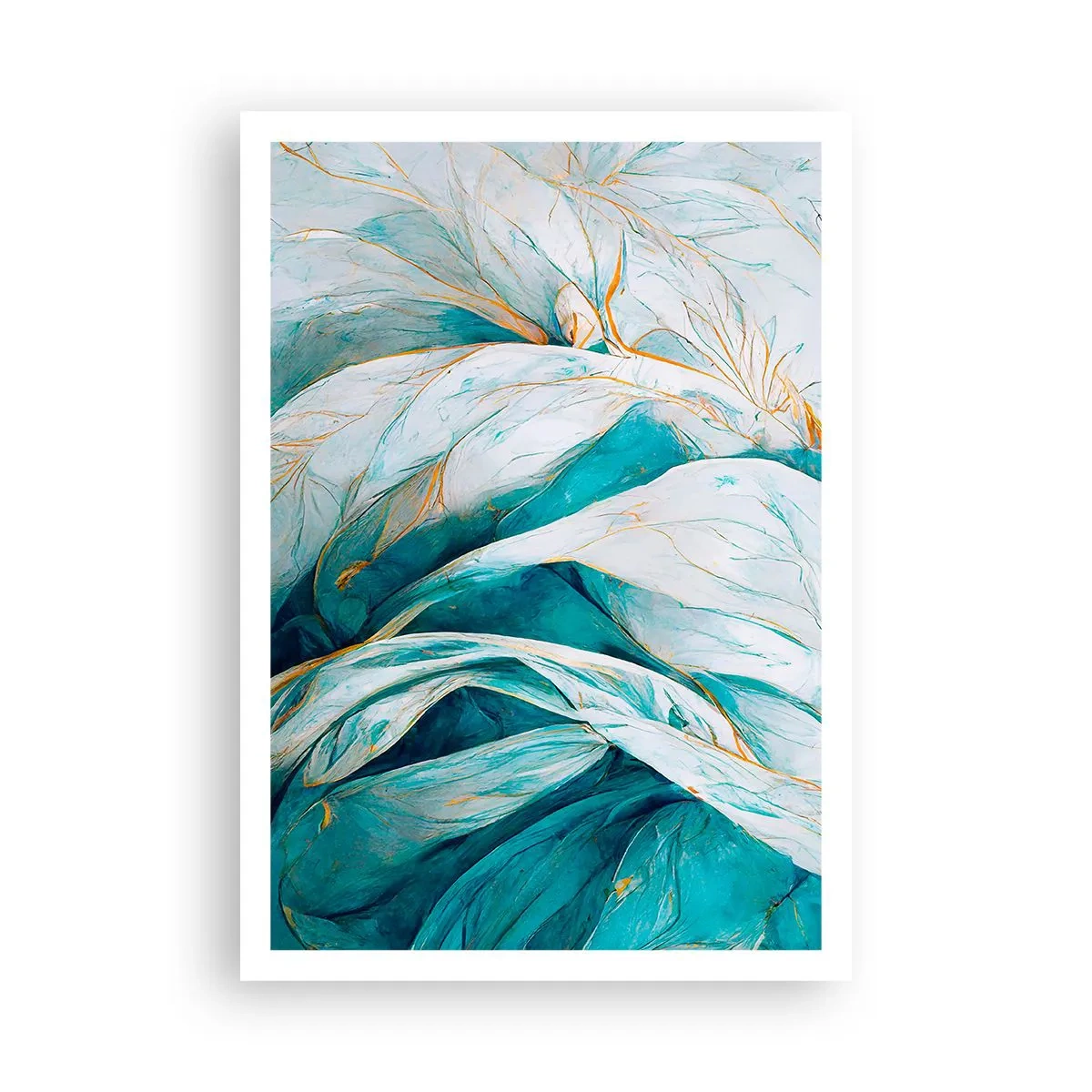 Pôster - Abstração azul com lema dourado - 70x100 cm