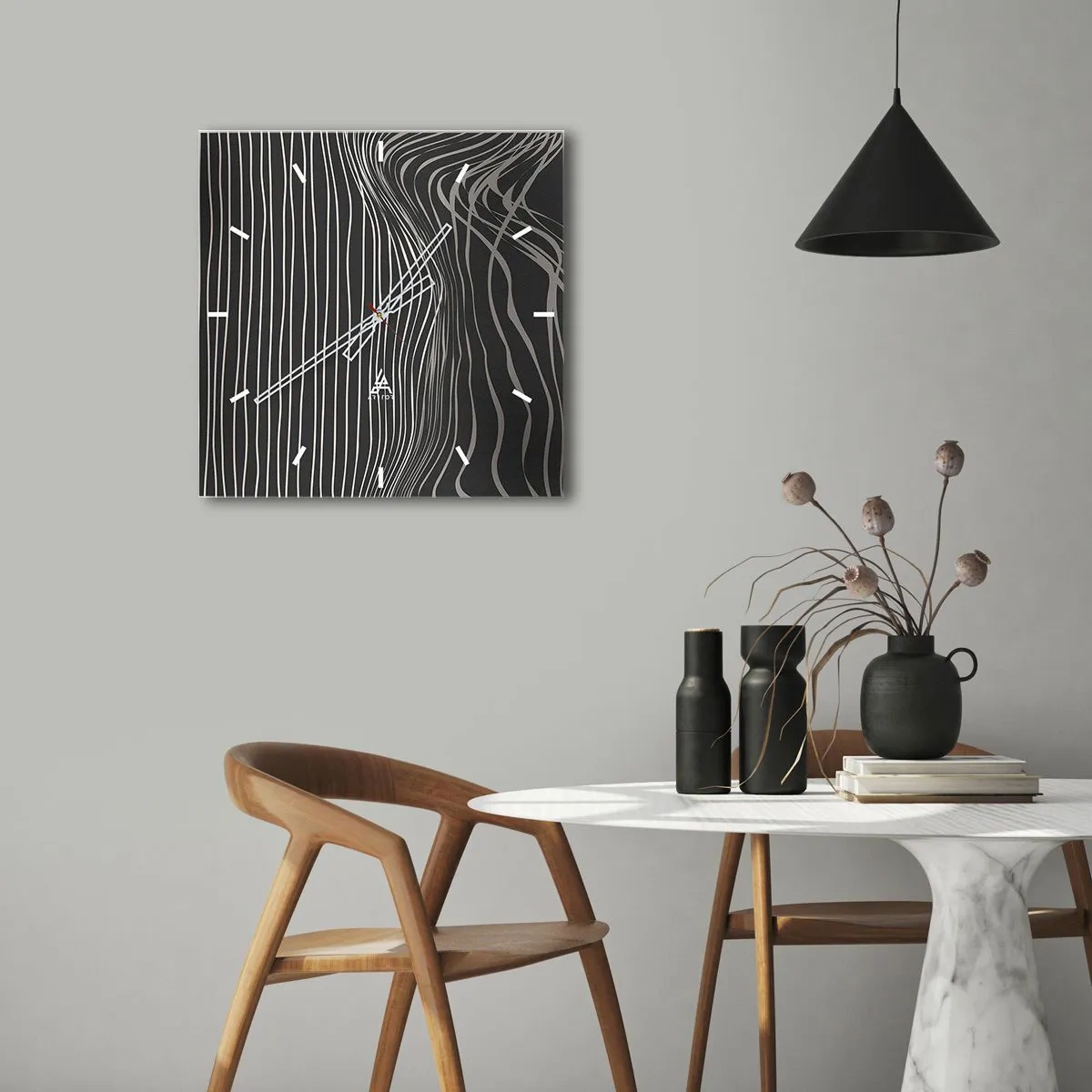 Relógio de parede - Relógio em vidro - Ritmo e sotaque - 30x30 cm