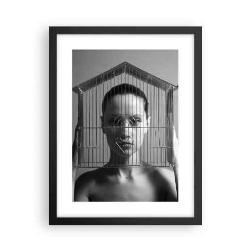 Pôster com moldura preta - Retrato um pouco surreal - 30x40 cm