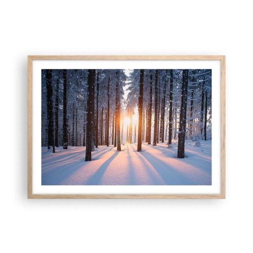 Pôster com moldura de carvalho claro - Preto no branco - 70x50 cm