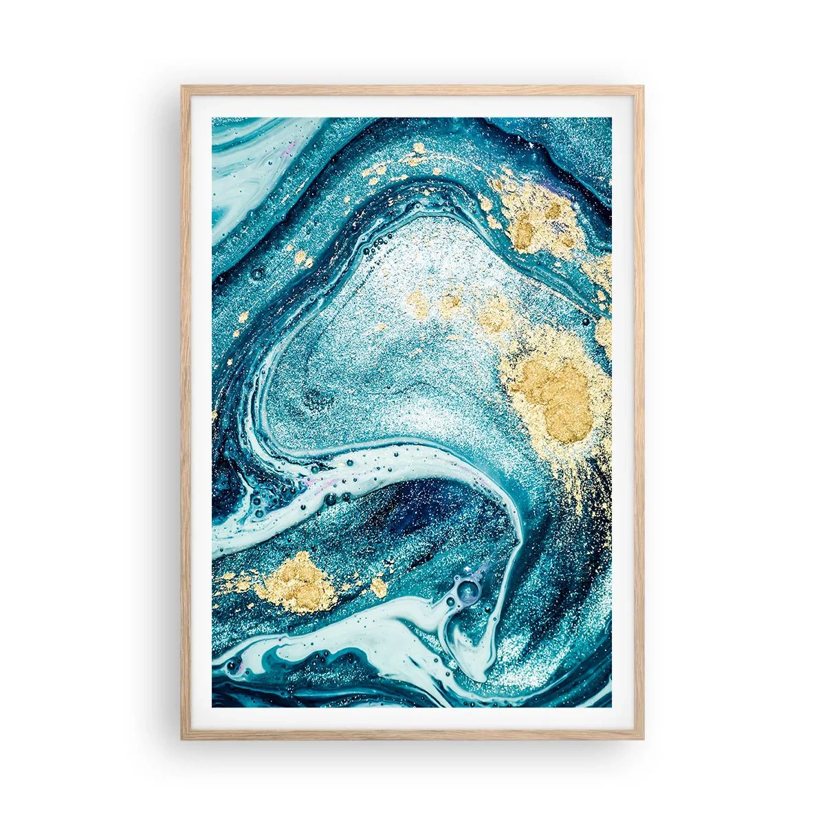 Pôster com moldura de carvalho claro - Redemoinho azul - 70x100 cm