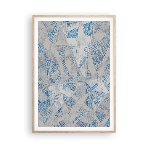 Pôster com moldura de carvalho claro - Em um labirinto azul e cinza - 70x100 cm