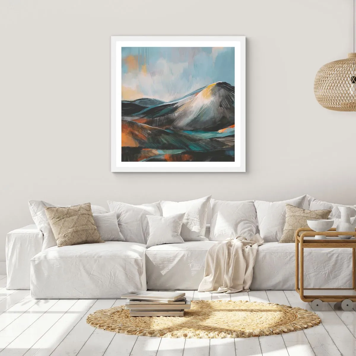 Pôster em moldura branca - Cru e lindo - 40x40 cm