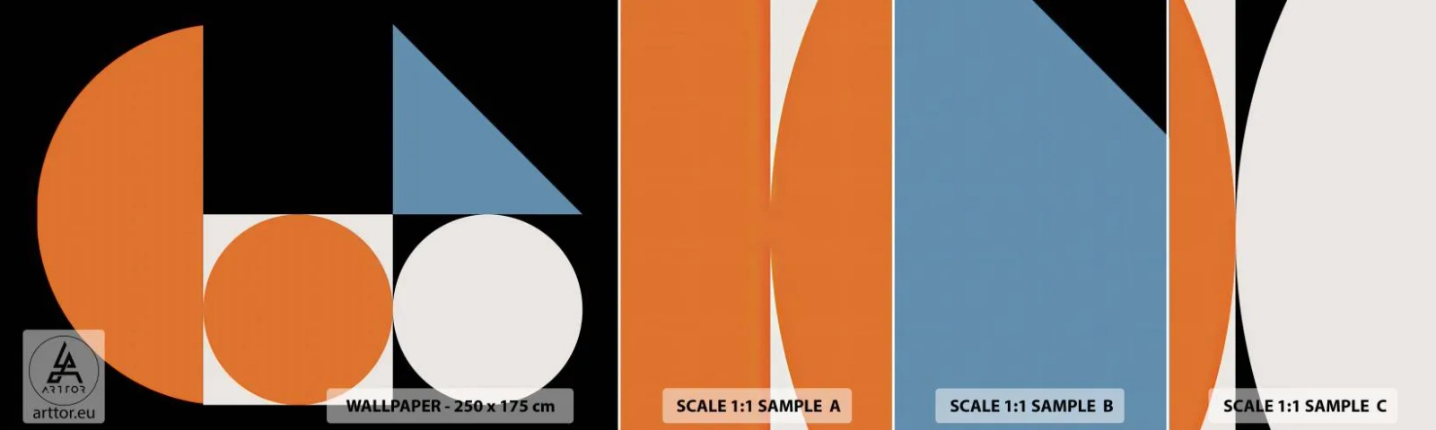Amostra de Papel de Parede Standard Eco - Disposição das figuras - Abstração, Gráficos, Padrão Geométrico - 100x30 cm