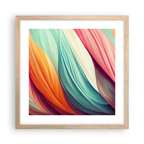 Pôster com moldura de carvalho claro - Tecido arco-íris - 40x40 cm