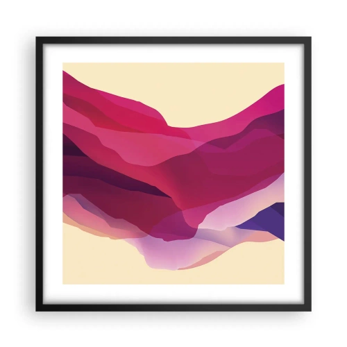 Pôster com moldura preta - Ondas de roxo - 50x50 cm