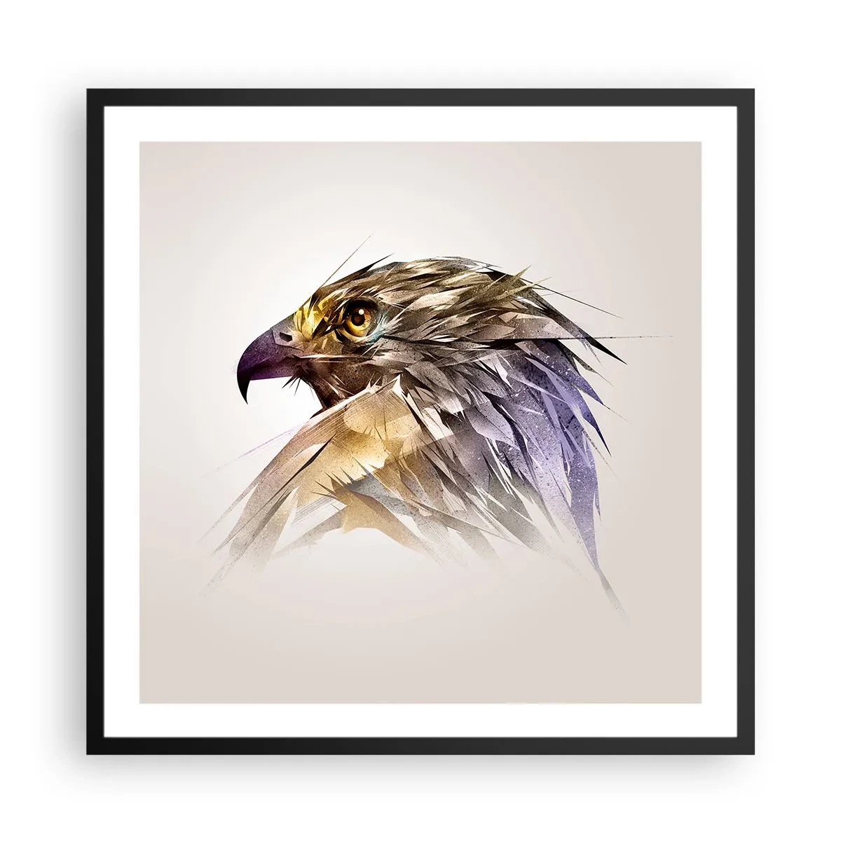 Pôster com moldura preta - Retrato de um guerreiro - 60x60 cm