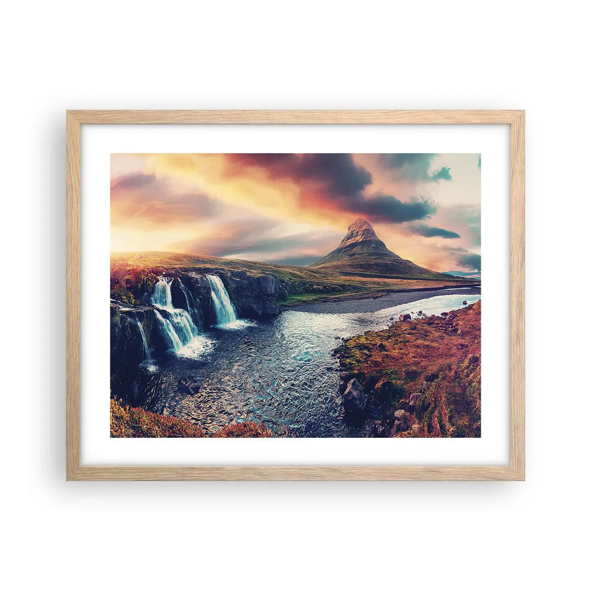 Pôster com moldura de carvalho claro - Na majestade da natureza - 50x40 cm