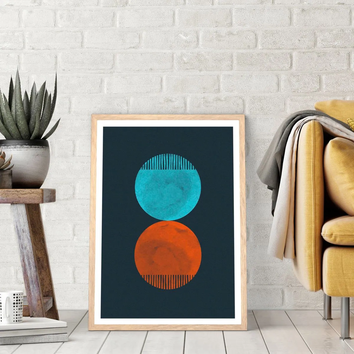 Pôster com moldura de carvalho claro - Apenas geometria? - 40x50 cm