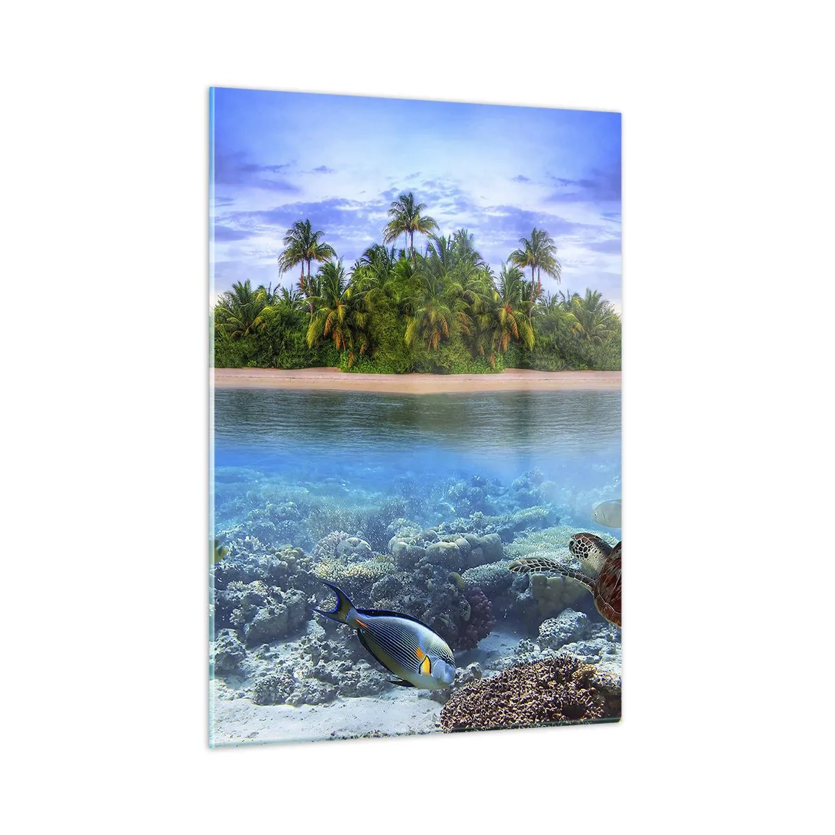 Quadro em vidro - A Ilha Celestial lhe convida - 50x70 cm