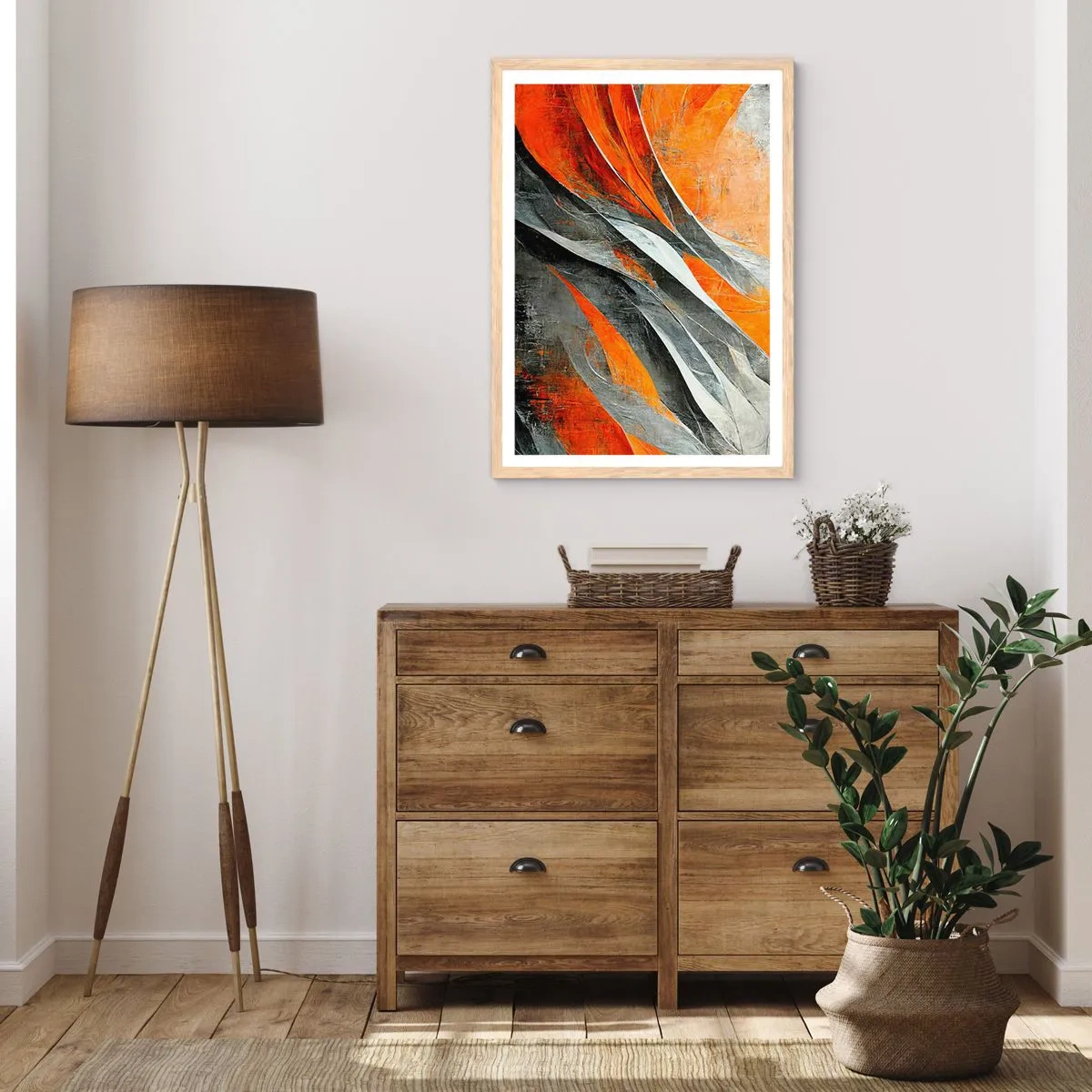 Pôster com moldura de carvalho claro - Calor e frio - 50x70 cm