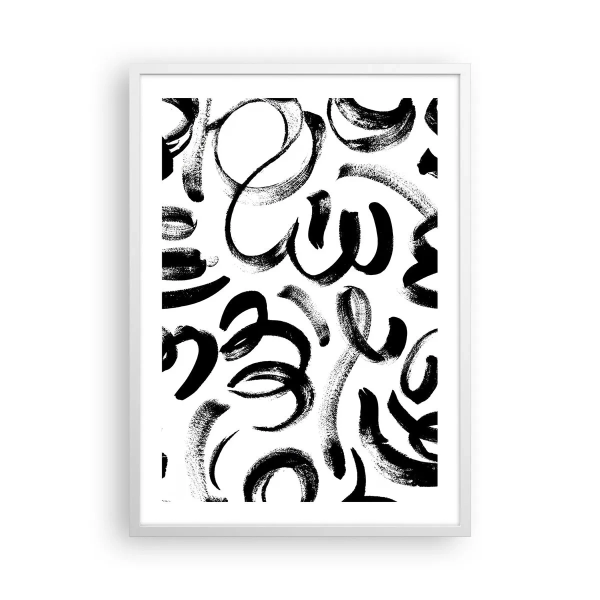 Pôster em moldura branca - Preto sobre branco - 50x70 cm