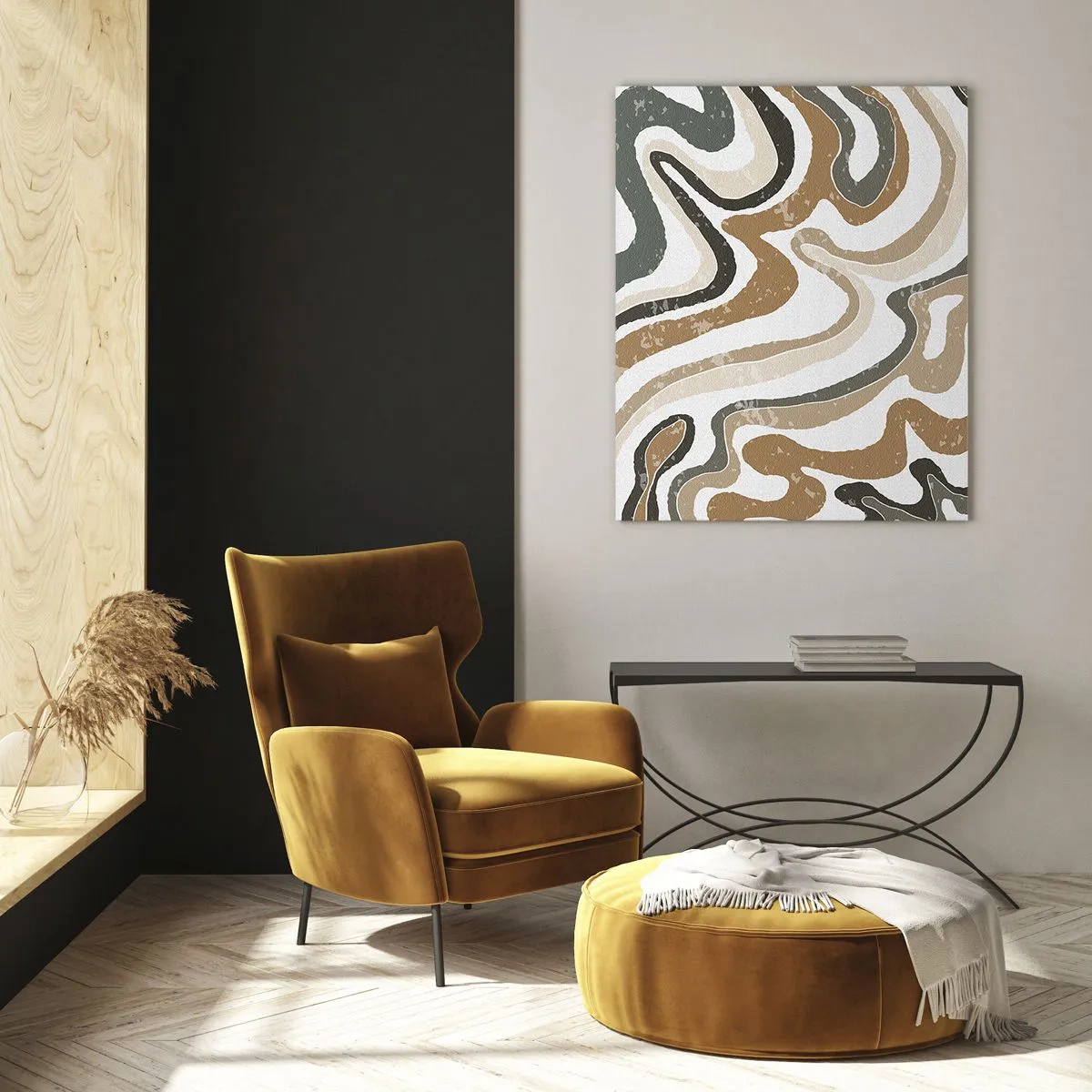 Quadro em vidro - Meandros de cores da terra - 50x70 cm