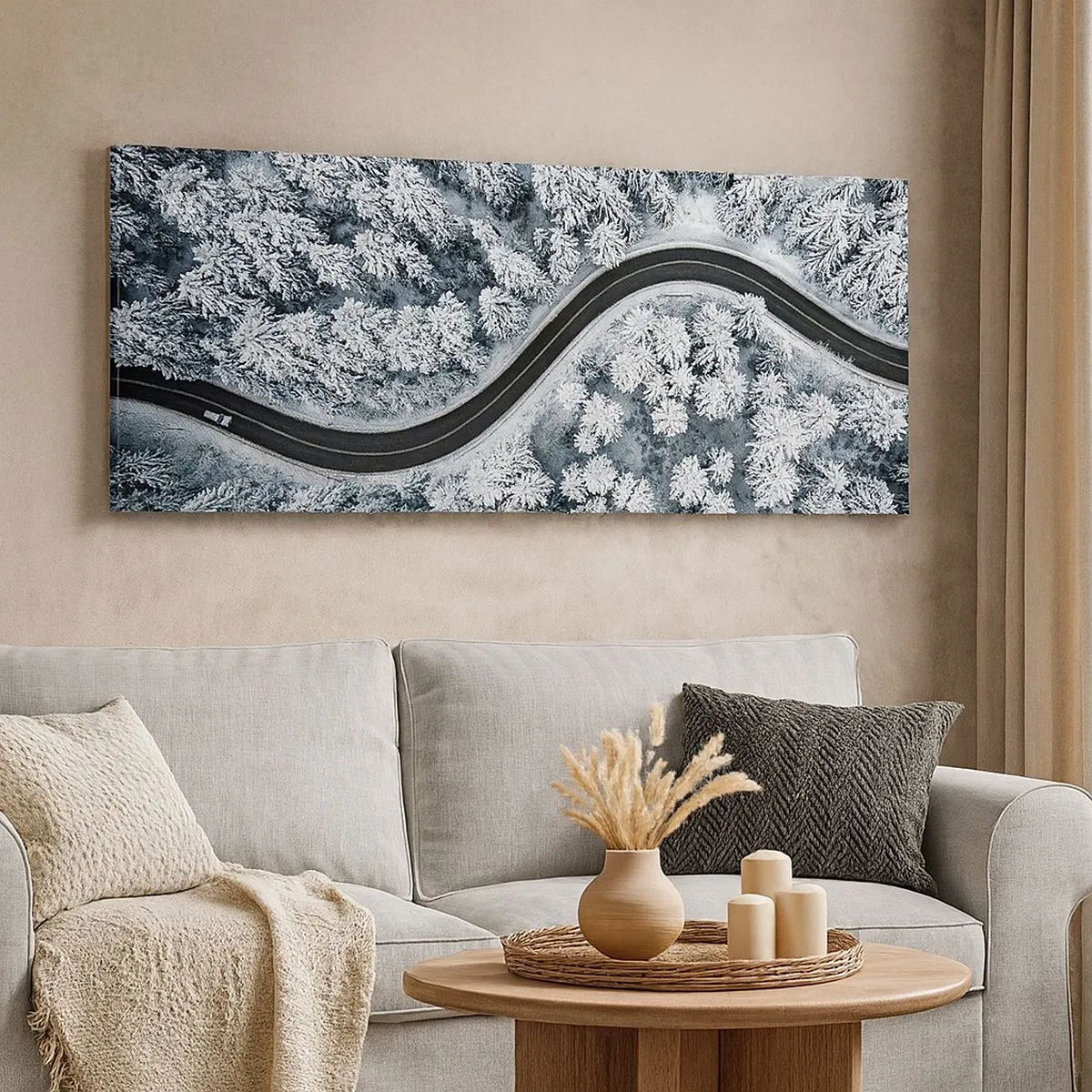 Quadro em tela - Pelaa floresta no inverno - 100x40 cm