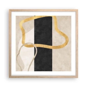 Pôster com moldura de carvalho claro - Formas em loop - 50x50 cm