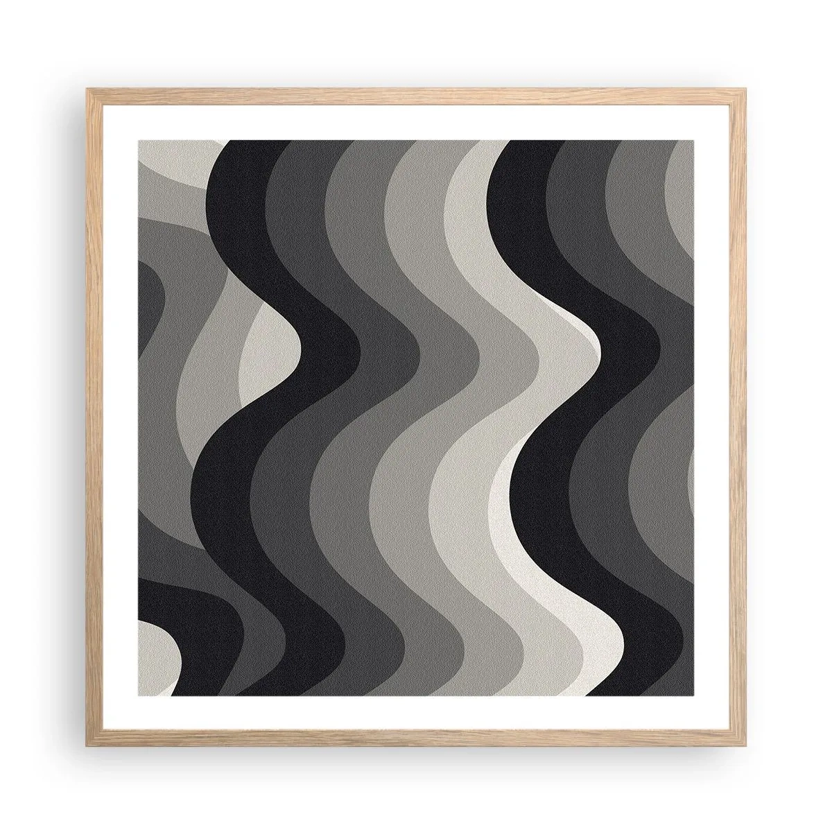 Pôster com moldura de carvalho claro - Onda após onda - 60x60 cm
