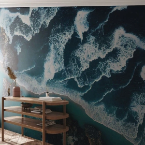Papel de Parede Premium Sand - Envolto em ondas - Penhasco, Mar, Natureza - 250x175 cm