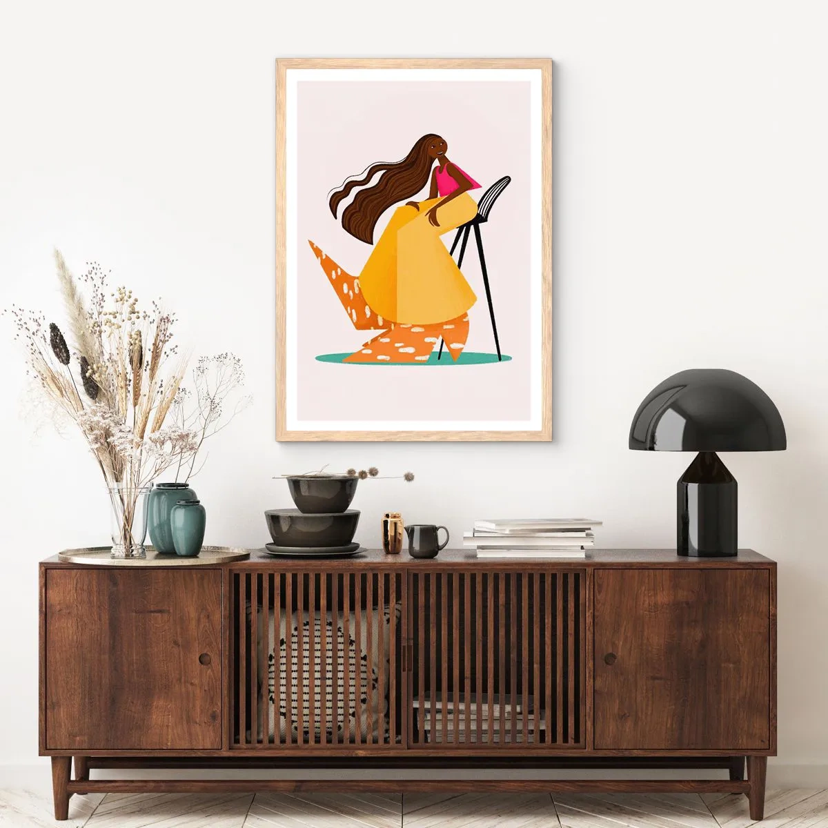Pôster com moldura de carvalho claro - Moda também é divertida - 61x91 cm