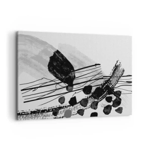 Quadro em tela - Abstração orgánica em preto e branco - 100x70 cm