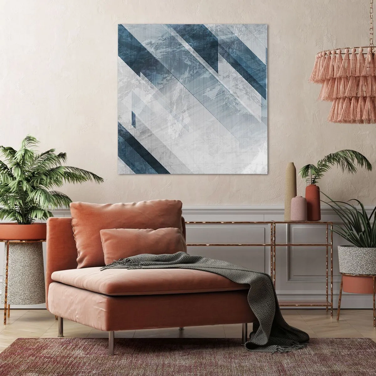 Quadro em tela - Arte espacial – movimento cinzento - 60x60 cm