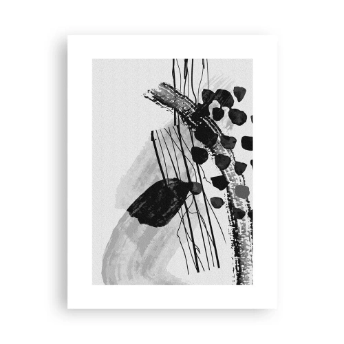 Pôster - Abstração orgánica em preto e branco - 30x40 cm