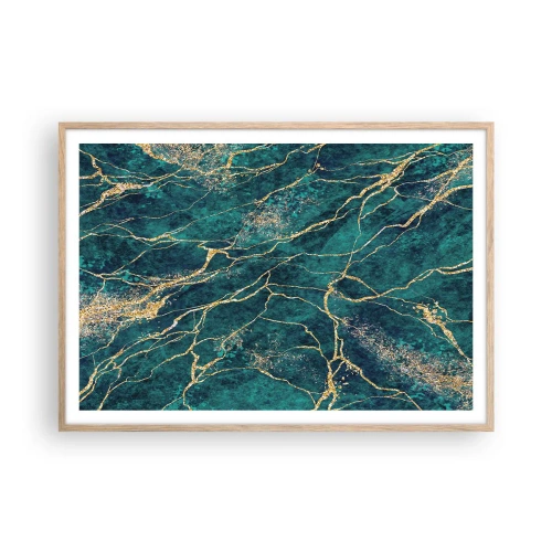 Pôster com moldura de carvalho claro - Veia dourada - 100x70 cm