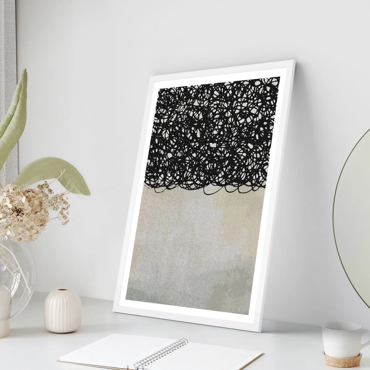 Pôster em moldura branca - Abstração turbulenta - 70x100 cm