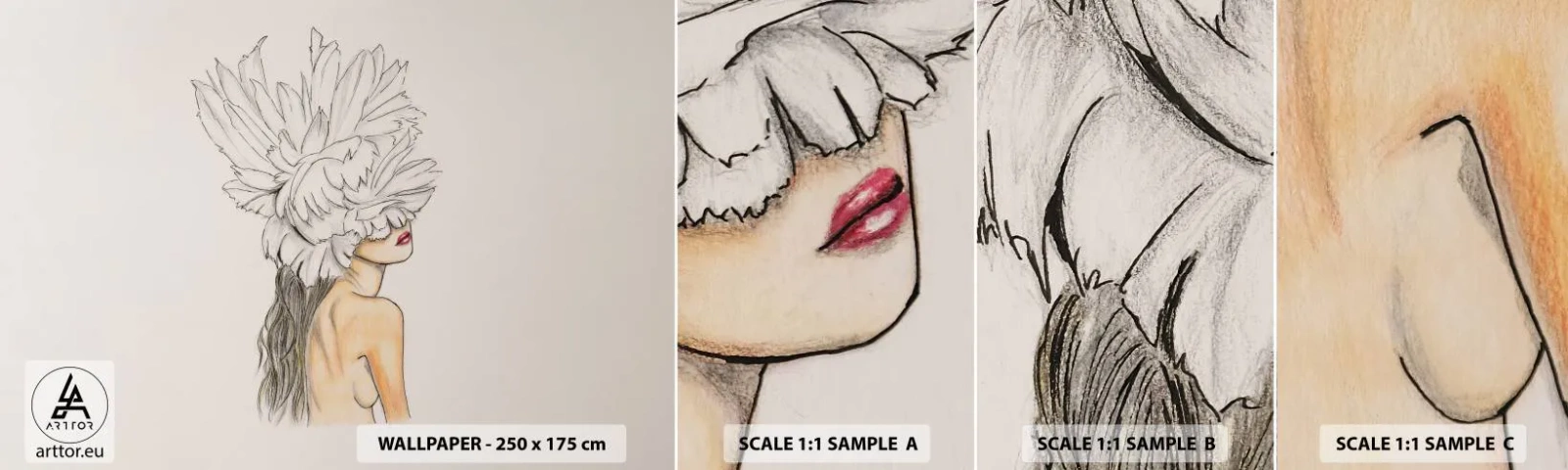 Amostra de Papel de Parede Standard Eco - Beleza coroada - Abstração, Mulher, Corpo - 100x30 cm