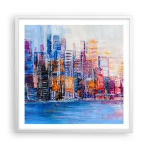 Pôster em moldura branca - Metrópole alegre - 60x60 cm