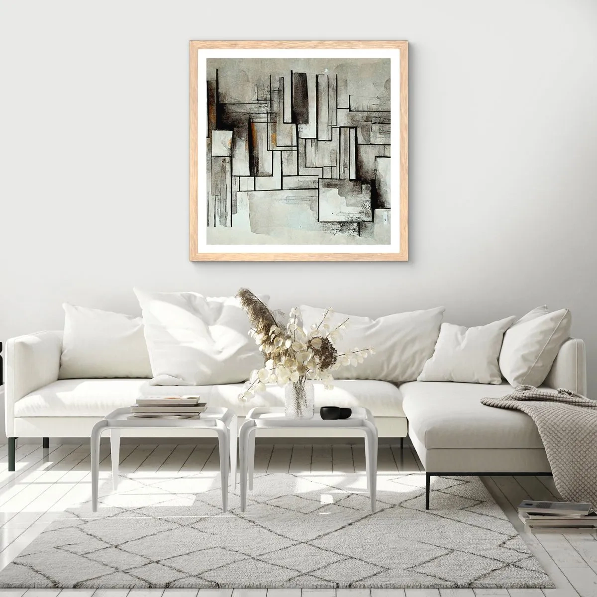 Pôster com moldura de carvalho claro - O poder da simplicidade - 40x40 cm